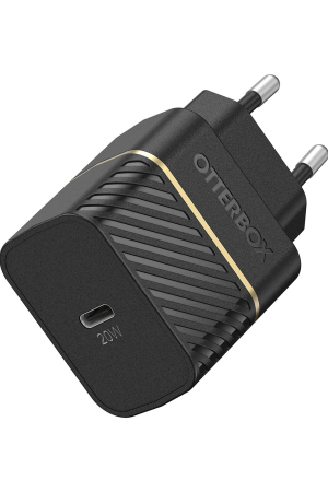 OtterBox 20W USB-C PD Wall Charger – EU Plug, Shockproof Fast Charging Adapter for Smartphones & Tablets, Ultra Durable Design (Black)
