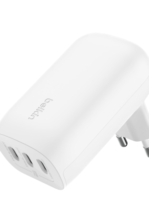 Belkin BoostCharge 67W 3-Port USB-C Power Charger with PPS – Fast Charging for iPhone 15 Series, MacBook Pro, Galaxy, AirPods & More (White)