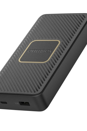 OtterBox 15000mAh Power Bank – Shockproof External Battery with 18W USB-C PD & USB-A Quick Charge, Built-in Qi Wireless Charging – Black