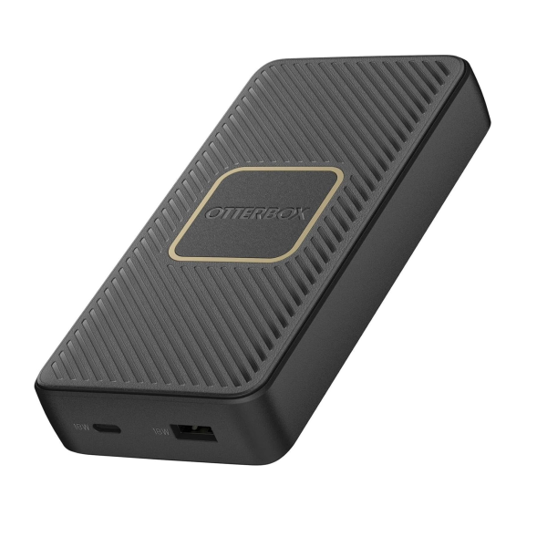 OtterBox 15000mAh Power Bank – Shockproof External Battery with 18W USB-C PD & USB-A Quick Charge, Built-in Qi Wireless Charging – Black