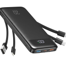 Charmast 20000mAh External Battery – 20W Fast Charging Power Bank with Built-in Cables, USB-C Input/Output, 5 Outputs & 4 Inputs – Portable Charger for iPhone 16/15/14, iPad, Samsung & More