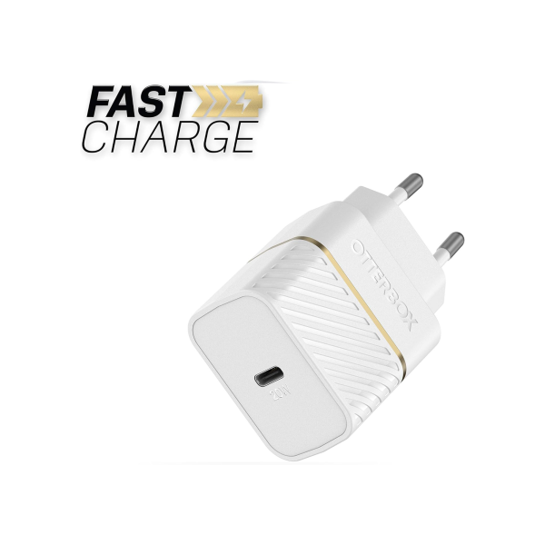 OtterBox 20W USB-C PD Wall Charger – Standard UK Plug, Fast Charging Power Adapter for Smartphones & Tablets, Ultra Durable Drop-Tested Design (White) – Image 2
