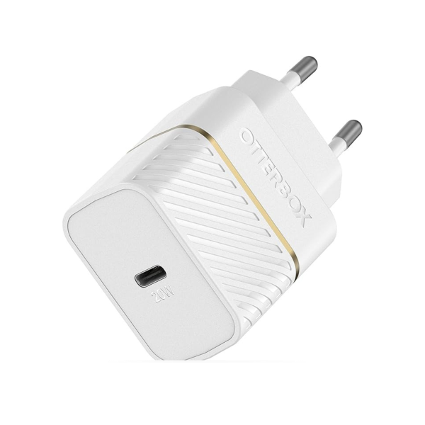 OtterBox 20W USB-C PD Wall Charger – Standard UK Plug, Fast Charging Power Adapter for Smartphones & Tablets, Ultra Durable Drop-Tested Design (White)