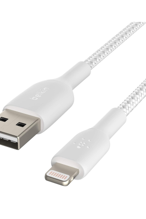 Belkin Braided Lightning to USB Cable – 2m Fast Charging Boost Cable for iPhone, iPad, AirPods – MFi Certified (White)