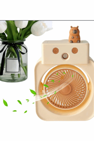 Ventilateur de bureau 3 vitesses avec fonction humidificateur – Compact, rechargeable par USB – Idéal pour la chambre, la cuisine, la voiture, le camping, la plage ou la salle de bain