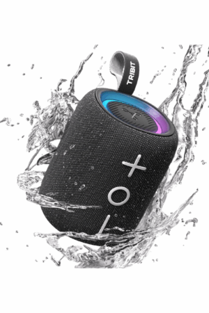 Tribit StormBox Mini+ – Enceinte Bluetooth portable 12W – Son immersif avec 12 h d’autonomie – Bluetooth 5.4 – IPX7 étanche – Lumières RGB & appairage TWS – USB-C – Compatible AAC/SBC – Intérieur & extérieur