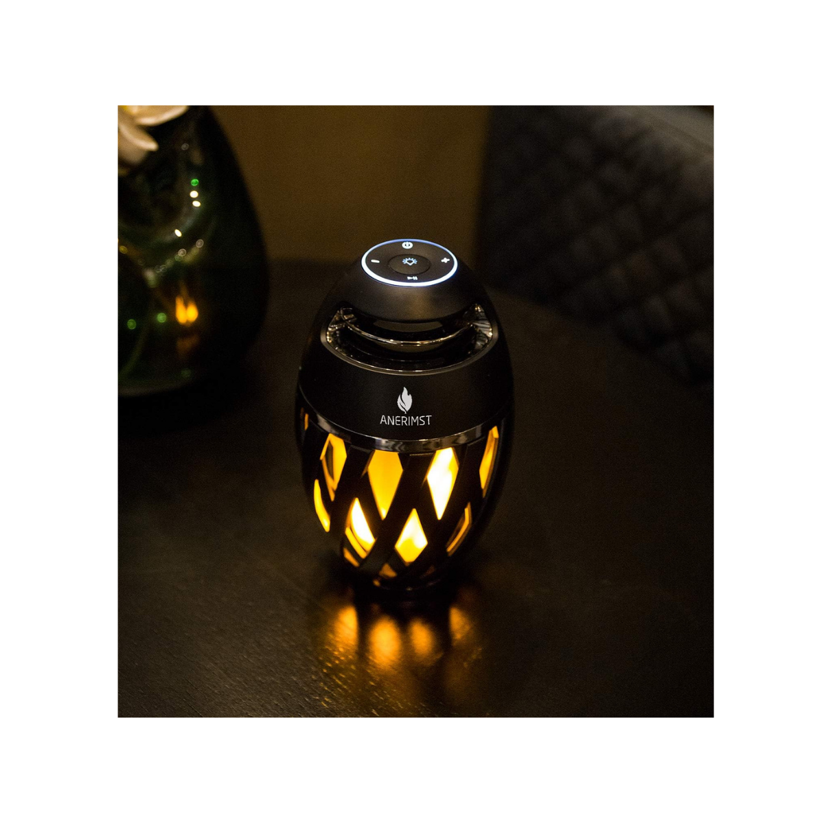 ANERIMST – Enceinte Bluetooth d’extérieur avec effet flamme LED – Son stéréo puissant – Résistante à l’eau IP65 – Style rustique & moderne – Garantie 1 an – Jaune – Image 2