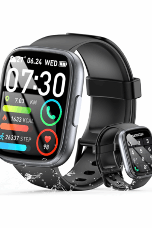 Montre connectée homme/femme – Écran HD tactile 1,95’’ – Appels téléphoniques, plus de 110 modes sportifs, cardiofréquencemètre, suivi du sommeil, podomètre – Étanchéité IP68