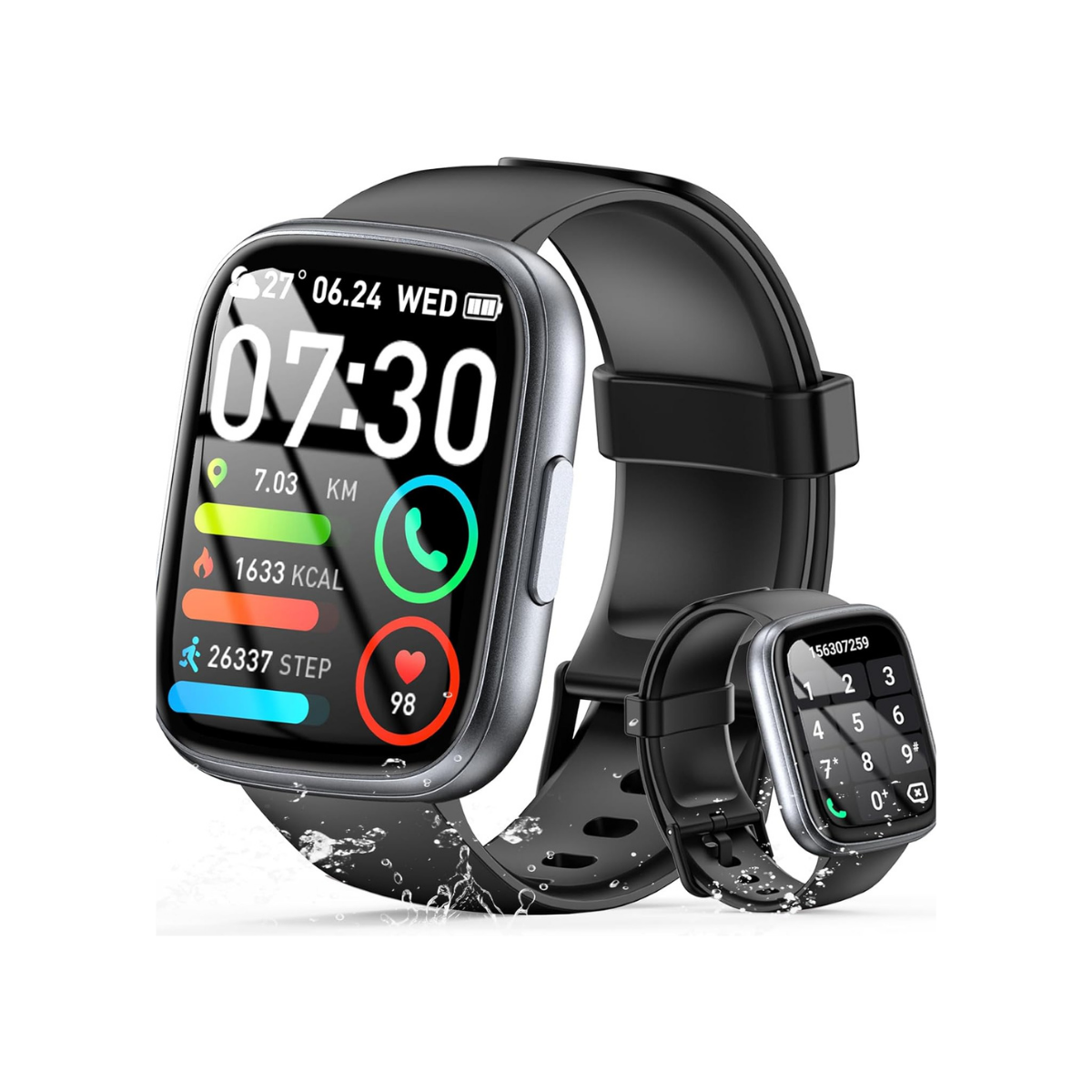 Montre connectée homme/femme – Écran HD tactile 1,95’’ – Appels téléphoniques, plus de 110 modes sportifs, cardiofréquencemètre, suivi du sommeil, podomètre – Étanchéité IP68