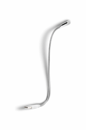 Mini lampe de lecture USB LED flexible – Rechargeable, col de cygne rotatif 360° – Lampe portable pour ordinateur portable, voyage ou lecture au lit – Argent, design contemporain [Classe énergétique A]