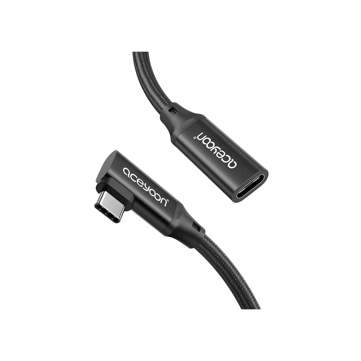 aceyoon – Câble d’extension USB-C 3.2 Gen 2 – 50 cm – Charge rapide 100 W / 5A, transfert 10 Gbps, vidéo 4K@60Hz – Connecteur coudé USB-C mâle/femelle – Compatible MacBook Pro, Galaxy S22/S21/S10