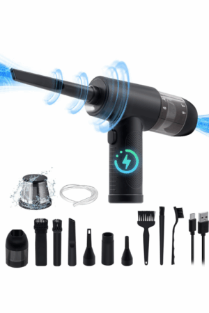 Mcbazel – Souffleur électrique sans fil 2-en-1 & aspirateur de poussière  Batterie rechargeable 6000 mAh – Vitesse réglable 43 000 / 47 000 / 51 000 tr/min – Puissance 68W – 8 buses & brosses incluses – Pour bureau, maison et voiture
