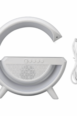 Lampe de chevet LED avec enceinte Bluetooth Big G et chargeur sans fil 15W – Haut-parleur multifonction avec USB, AUX, radio FM – Lampe de table dimmable