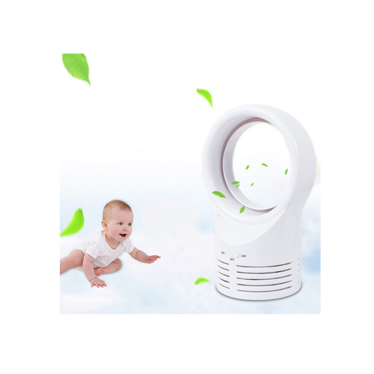 XBSLJ – Ventilateur de bureau sans pales – Mini ventilateur portable et design – Refroidisseur d’air, humidificateur & purificateur – Idéal bureau & étude