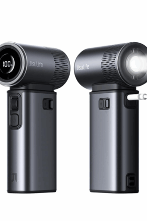 JISULIFE – Ventilateur portable 5 en 1 – 100 vitesses réglables – Batterie 9000 mAh (25 h max) – Mini ventilateur rechargeable 18W avec lampe torche – Moteur ultra-puissant & boîtier métal – Accessoire multifonction de voyage